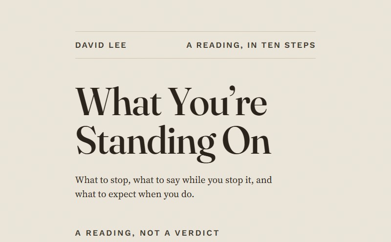 What You’re Standing On, a reading in ten steps